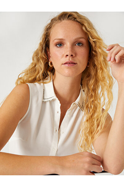 Koton Αμάνικο πουκάμισο με λεπτομέρεια στο γιακά