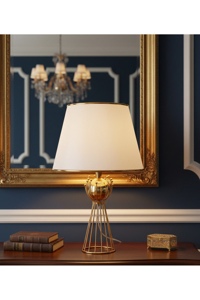 365GUNSERİSONU مصباح طاولة عاكس الضوء ذو الساق المعدنية السائبة المطلية بالذه...