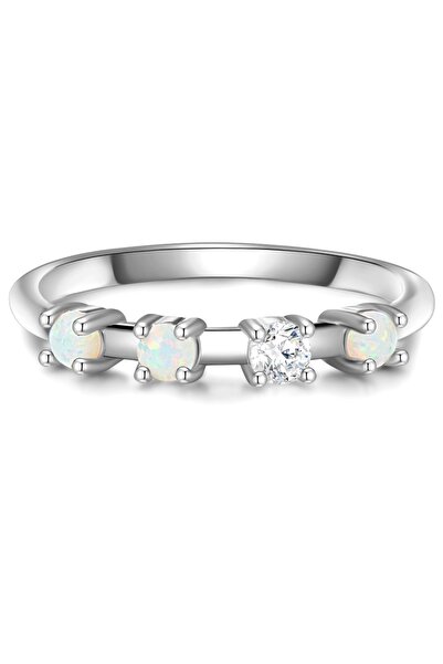 Glanzstücke München Silberring Ring Sterling Silber Opal (synth.) Zirkonia weiß