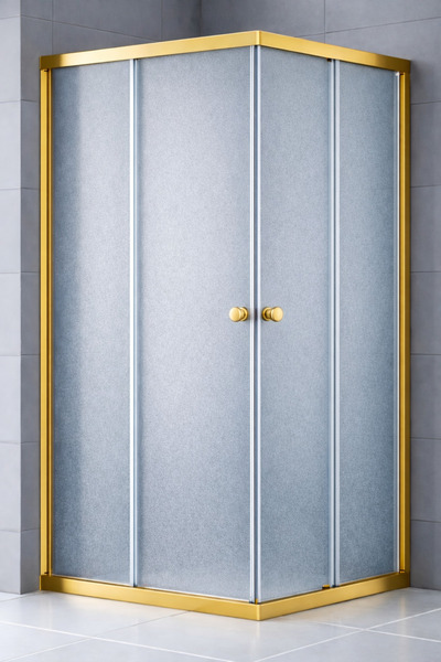 Durul Duşakabin Kare Altın Profil Buzlu Cam