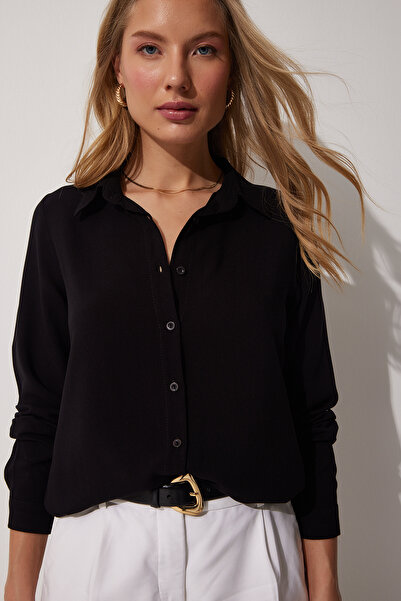 Lovelyİstanbul Cuffed Shirt Len0052 Black