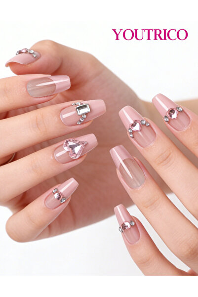 Youtrico 30 قطعة من أظافر الضغط، ماسات ثلاثية الأبعاد، طول متوسط ​​على شكل حر...