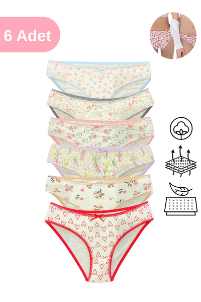 CNT مجموعة خاصة من 6 سراويل بيكيني نسائية بألوان مختلطة وطباعة زهور