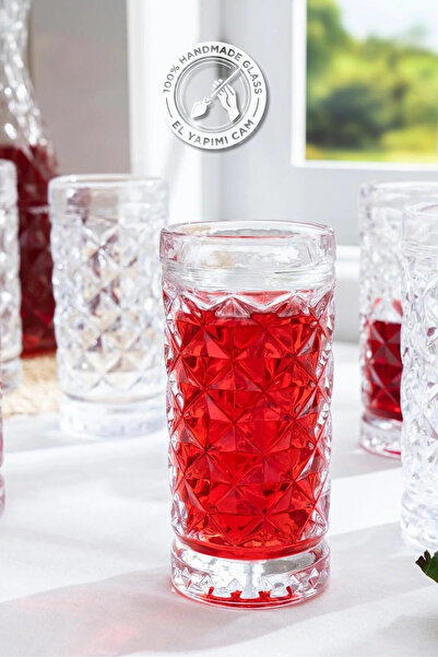 Glamis Selen Concept Iris Model El Yapımı Cam Bardak 4'lü Set