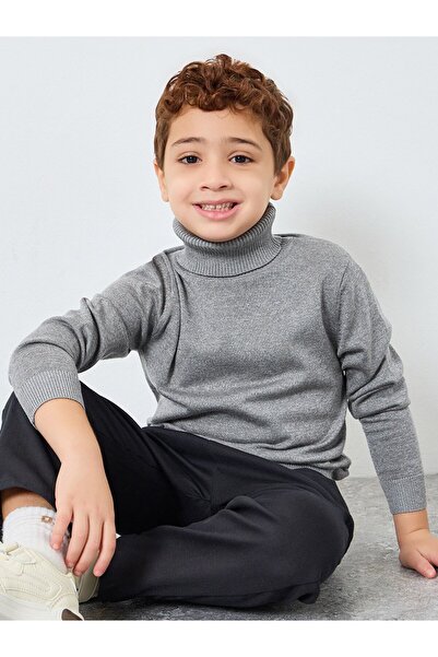 Styli Boys Grey Roll Neck Knit Sweater