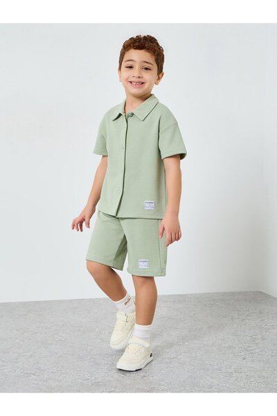 Styli Boys Waffle Knit Shirt and Shorts Set