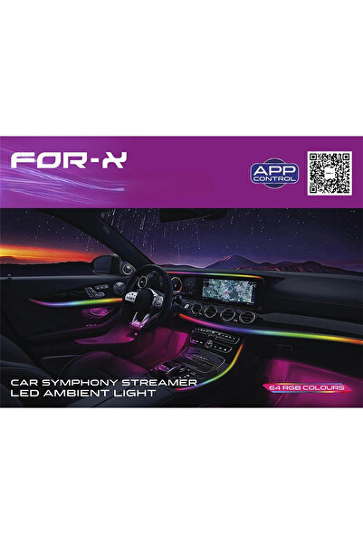 For-X Araç İçi Ambiyans Led Aydınlatma - Animasyonlu 64 Renkli Müziğe Duyarlı...
