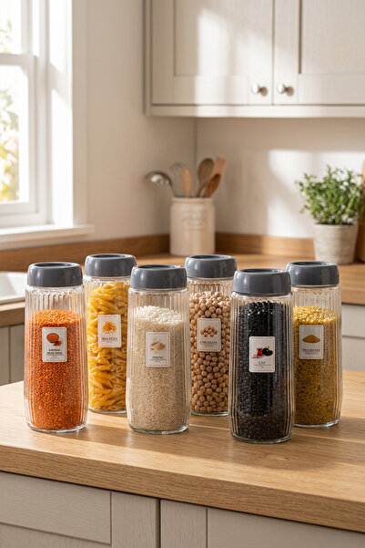 Homekolik 6-Piece Glass Storage Container Set with Lids and Labels – 1500 ml ...