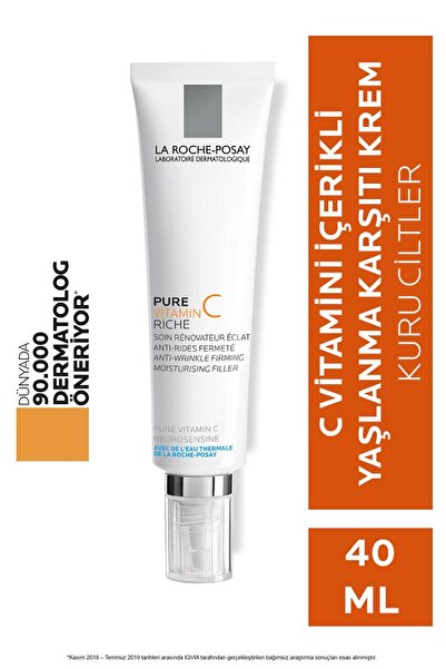 La Roche Posay Saf C Vitaminli Yaşlanma Karşıtı Krem Kuru Ciltler için Işıltı...