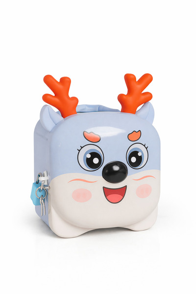 Jaju Baby حصالة معدنية على شكل غزال أرجواني لطيف للأطفال مع قفل