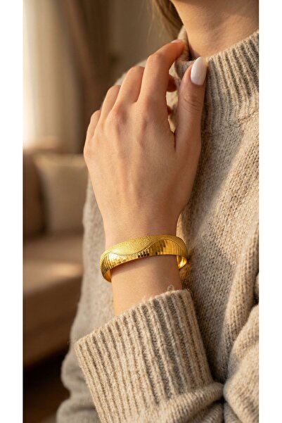 FerizZ Kadın 22 Ayar Altın Kaplama Ince Bilezik -6.8 Boy