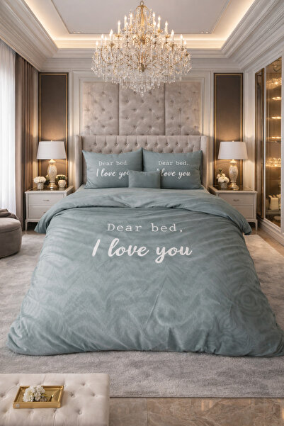 Sleeptime Bed linen, Essentials I Love Bed, for 2 people, Microfiber, Green, ...