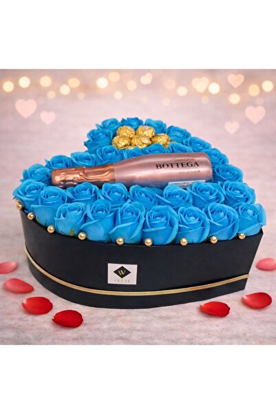 velve Aranjament floral Opulence,trandafiri de sapun,Prosecco Bottega Rose Go...