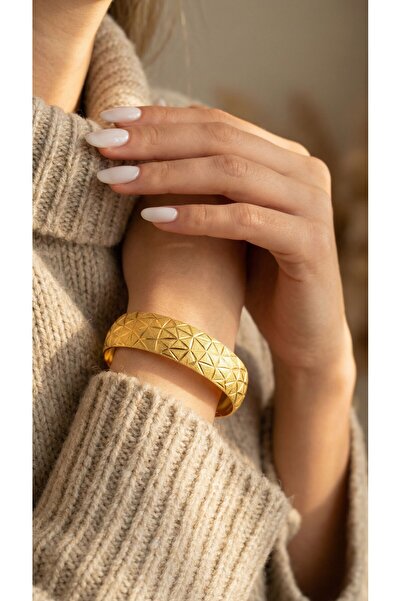 FerizZ 22 Ayar Altın Kaplama Cam Kırığı 15 mm Kalınlıkta Bilezik