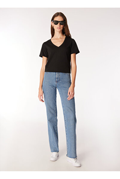 People By Fabrika Siyah Kadın Relaxed T-Shirt SPBF4SL-TST5557