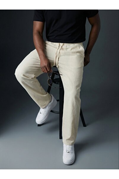 KHAYN ERKEK BOL KESİM PAMUKLU YAZLIK LASTİKLİ BEL KETEN PANTALON KHKP2050