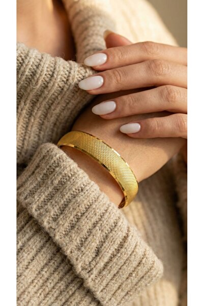 FerizZ 22 Ayar Altın Kaplama Noktalı Bilezik 15mm Kalınlık BLZ-3011