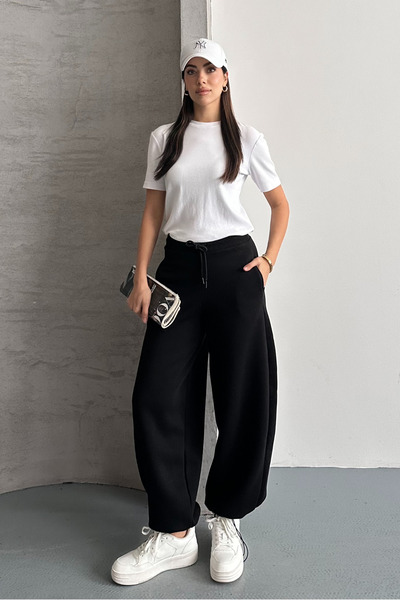 macharel jeans Fleece-Lined Barrel Fit Sweatpants with Stoppers