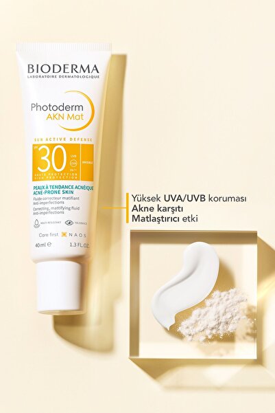 Bioderma Photoderm AKN Mat SPF30 Yağlı Akne Eğilimli Ciltler Sivilce Karşıtı Güneş Kremi 40 ML