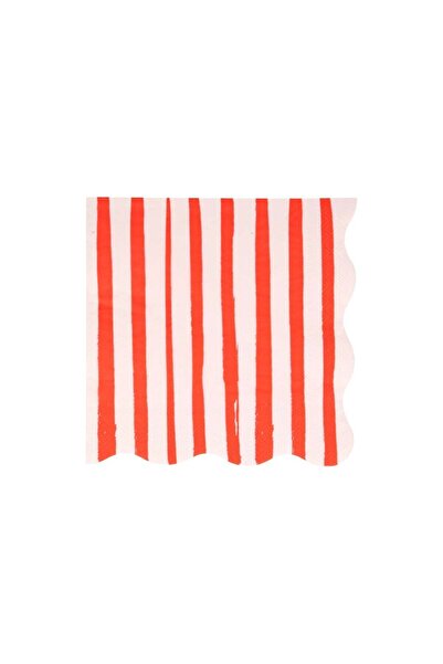 Meri Meri - Red Stripe Napkins - Kırmızı Çizgili Peçeteler - L - 16'lı