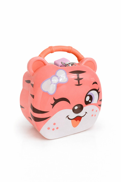 Jaju Baby حصالة معدنية على شكل قطة بفيونكة وردية لطيفة للأطفال