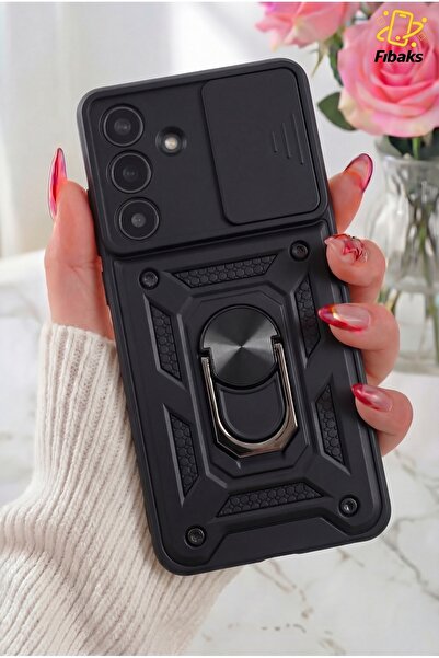 Fibaks Galaxy A17 Kılıf Kamera Korumalı Sürgülü Yüzüklü Armor Military Tank K...