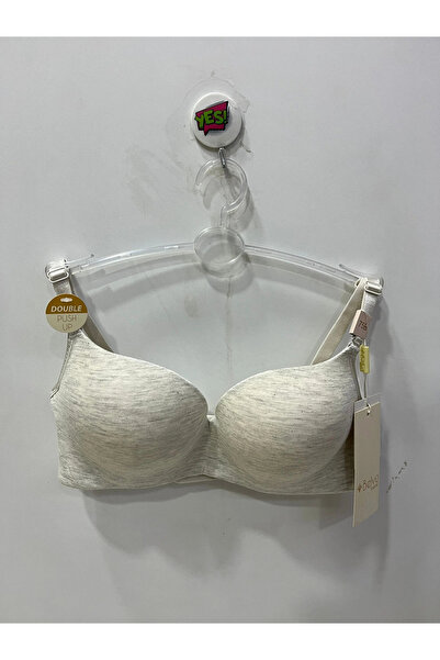 Belvü Women's Double Supported Combed Cotton Melange Gray Bra