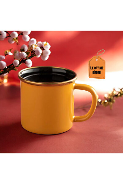 Bonera Emaye Hardal Sarısı Kupa Kamp Bardak
