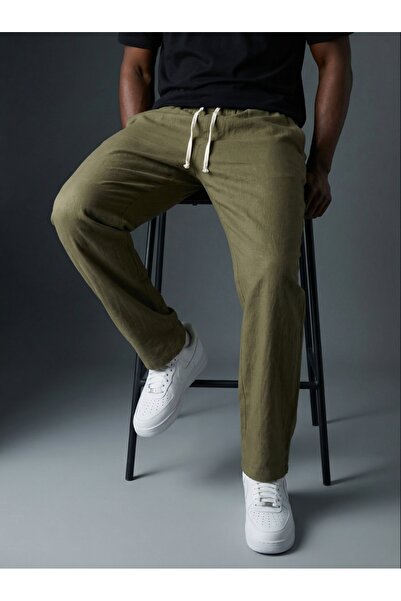 KHAYN ERKEK BOL KESİM PAMUKLU YAZLIK LASTİKLİ BEL KETEN PANTALON KHKP2050