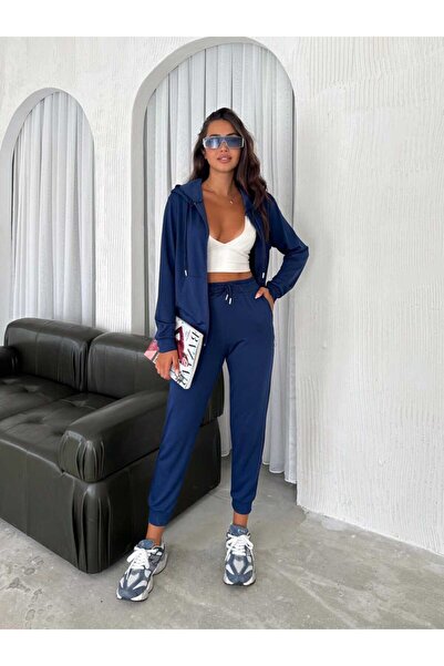 PUCKA Σετ αθλητικής φόρμας με φερμουάρ Navy Blue Hooded Modal