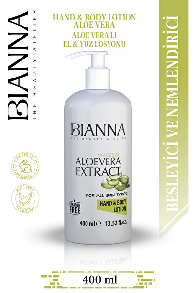Bianna El ve Vücut Losyonu - Aloe Vera Özlü Nemlendirici El ve Vücut Kremi Al...