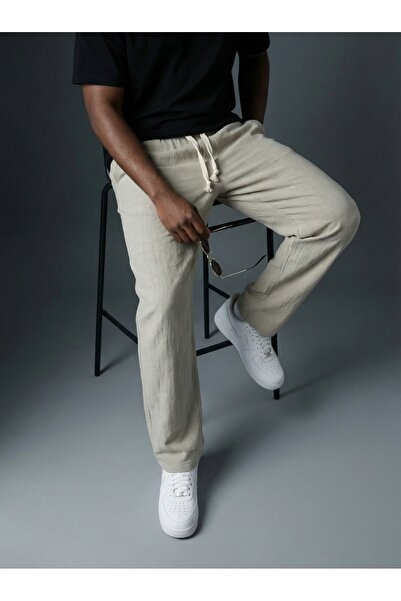 KHAYN ERKEK BOL KESİM PAMUKLU YAZLIK LASTİKLİ BEL KETEN PANTALON KHKP2050