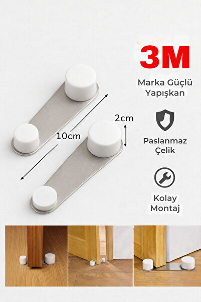 Miningaa 2 Adet İz Bırakmaz Yapışkanlı Kolay Montaj Paslanmaz Çelik Kapı Tutu...