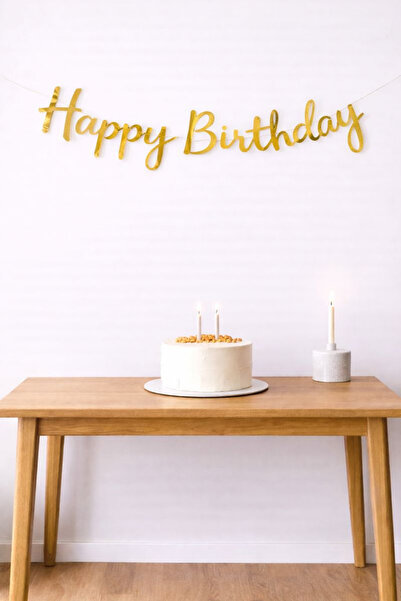 Baloncu Nene Gold Happy Birthday Yazılı Banner Kutlama Doğum Günü Set