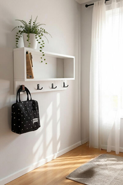 Moemi Portmanto Duvar Askılığı 80 cm Elbise Askılığı Raflı Duvar Askılığı Kit...