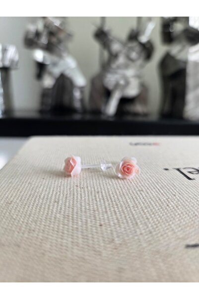 Hapşuruk Gül Desenli Silikon Küpe Bir Çift Antialerjik Şeffaf Uçlu Bioplast