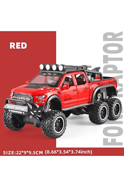 Choice شاحنة بيك أب حمراء 1:24 للأولاد F150 رابتور نموذج سيارة معدني مصبوب مع...