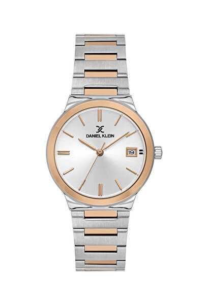 Daniel Klein ساعة نسائية فاخرة من الفولاذ المقاوم للصدأ باللونين الفضي والذهب...