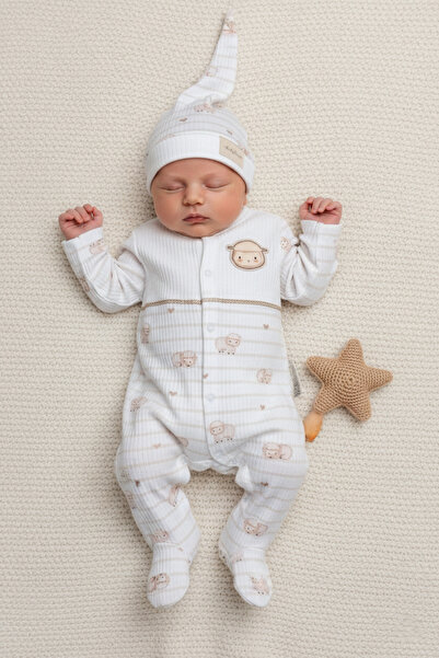 BABYLİM Kalpli Kuzucuklar Tulum Seti %100 Pamuk Unisex Bebek