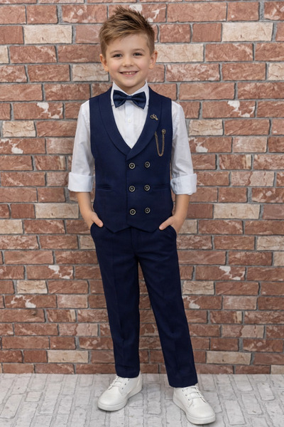 HAYTA Set costum și cămașă vestă pentru copii 0-1 ani - 14 ani Argintiu bleum...