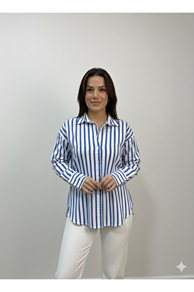 Mess Trend Tarzınla Fark Yarat Blue White Striped Shirt