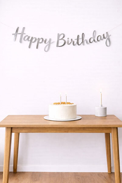 Baloncu Nene Gümüş Happy Birthday Yazılı Banner Kutlama Doğum Günü Set