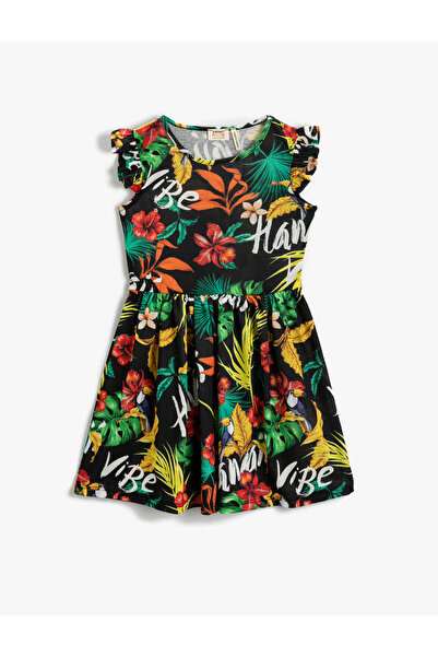 Koton Φόρεμα με λουλουδάτο σχέδιο, κοντό μανίκι και λαιμόκοψη