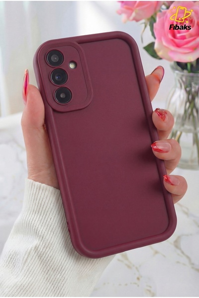 Fibaks Galaxy S24 Plus Kılıf Kamera Korumalı Yumuşak Dokulu Darbe Emici Bordo...