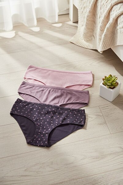 Cotpark Chiloți bikini simpli din bumbac pentru femei, set de 3 buc. 4156