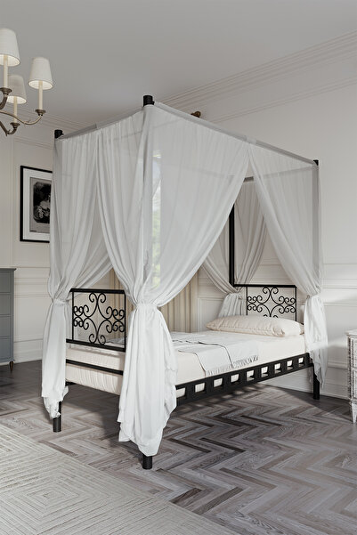 ARGİMO Stella Sultan Başlıklı Tek Kişilik Ferforje Metal Karyola (CİBİNLİKSİZ...