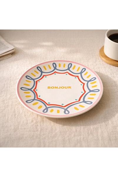 Evidea Kitchen Bonjour Servis Tabağı - Renkli - 25 cm