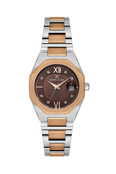 Daniel Klein Premium Silver and Rose Gold Stainless Steel Watch for Women DK....