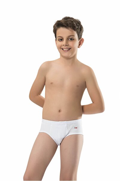 Jiber Бели рипсени пантофи за момче от 3 части