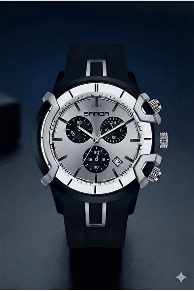 Sanda Siyah Erkek Kol Saati, Su geçirmez, Kalın Kordon